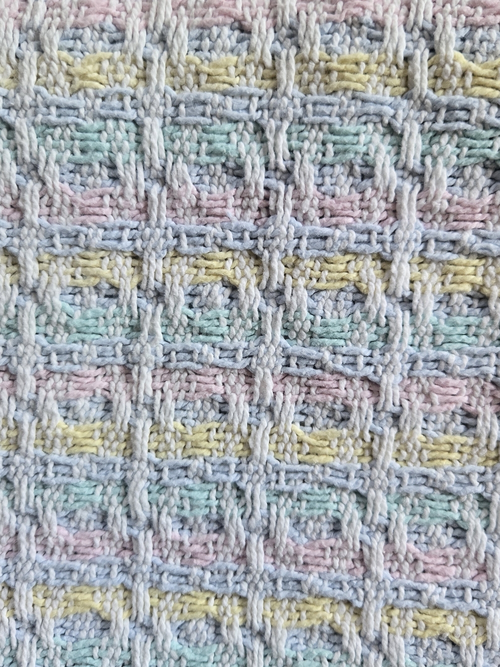 90s Vintage Beacon Pastel Waffle Knit Baby Blanket WPL 1675 100% COTTON 52X37 - Picture 6 of 7